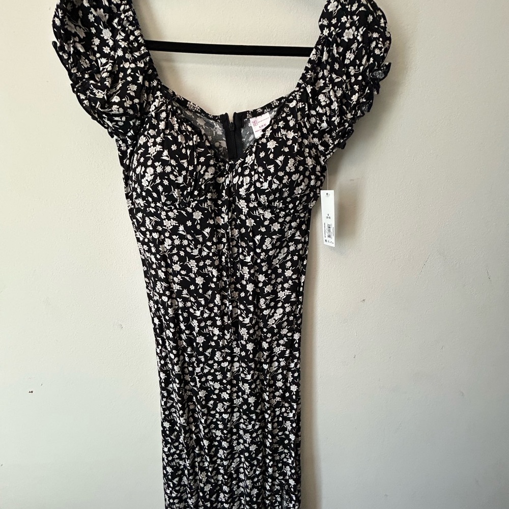 Floral Black and White Dress